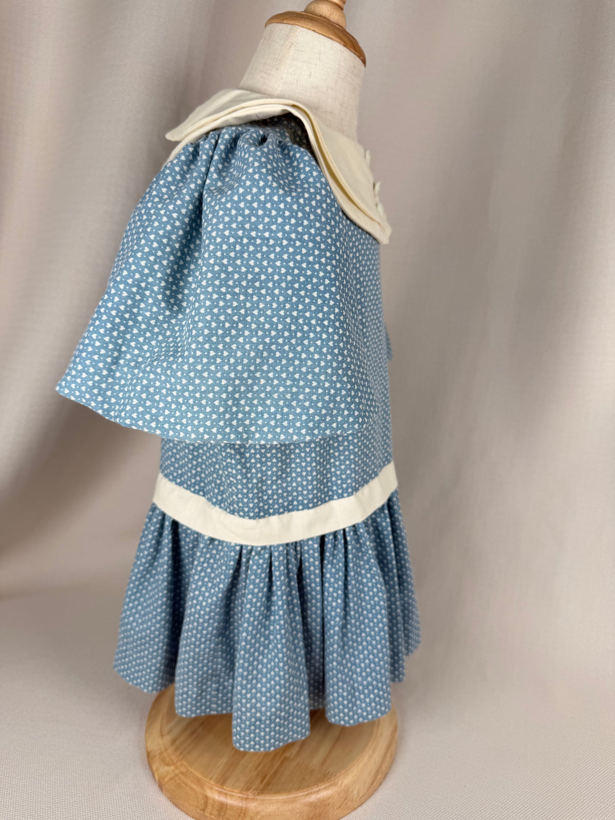 The Sweetheart Blue | Vintage Blue Heart Print Drop Waist Dress | Dollyque