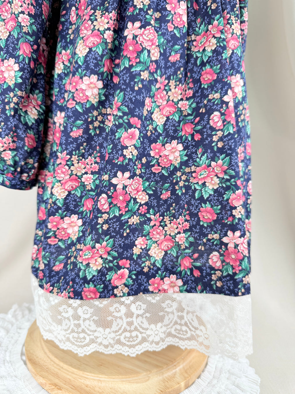 The Evangeline Rose | Vintage Navy Floral Lace Collar Dress | Dollyque