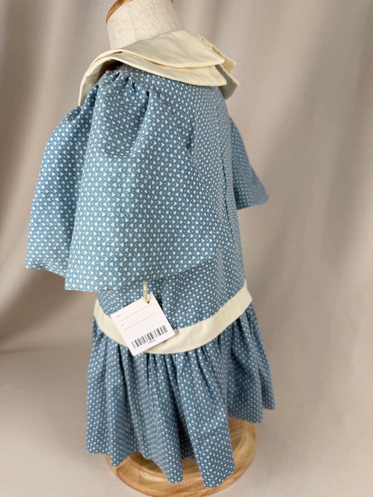 The Sweetheart Blue | Vintage Blue Heart Print Drop Waist Dress | Dollyque