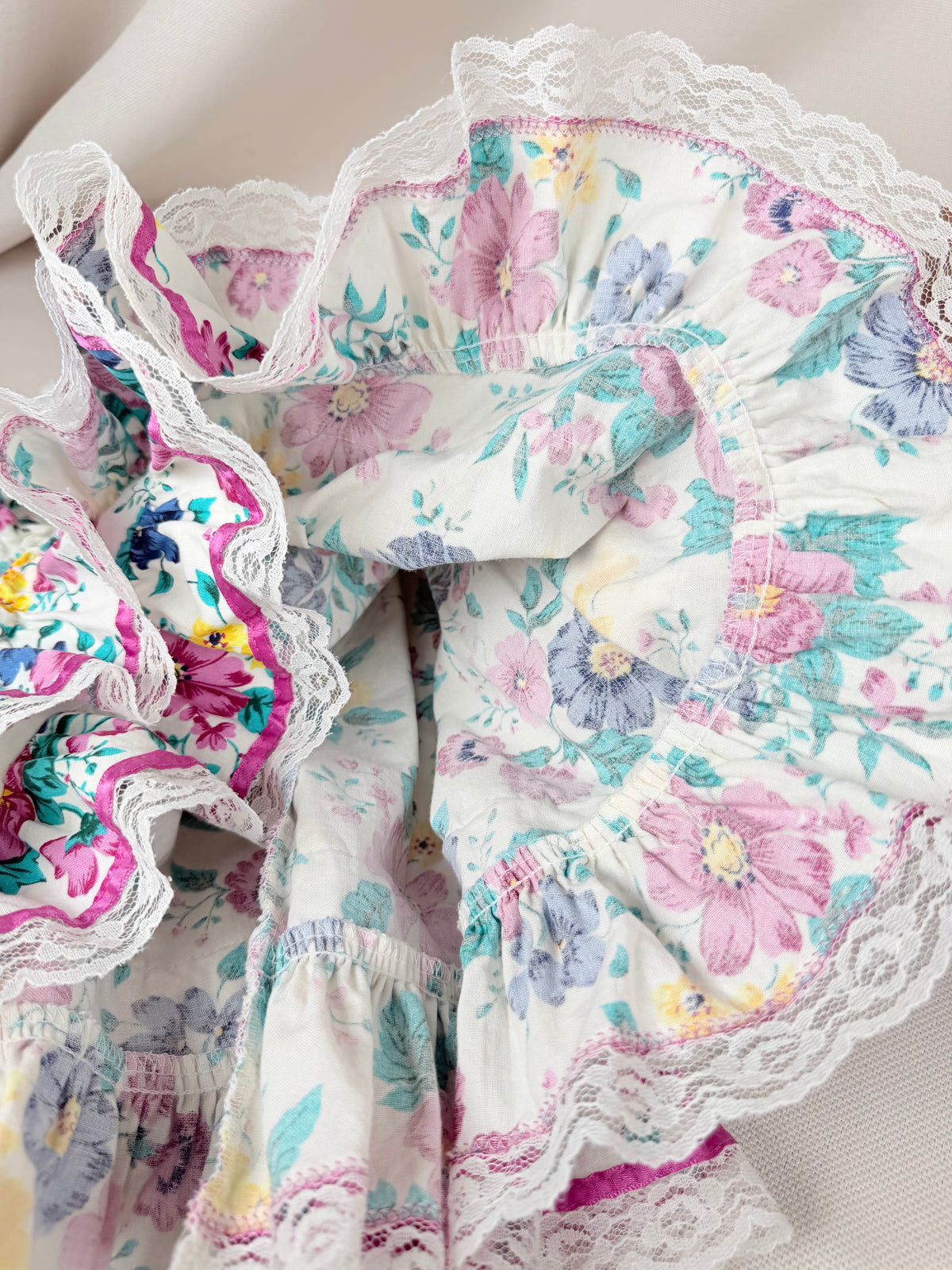 The Marigold Rose | Vintage Floral Lace Ruffle Dress | Dollyque