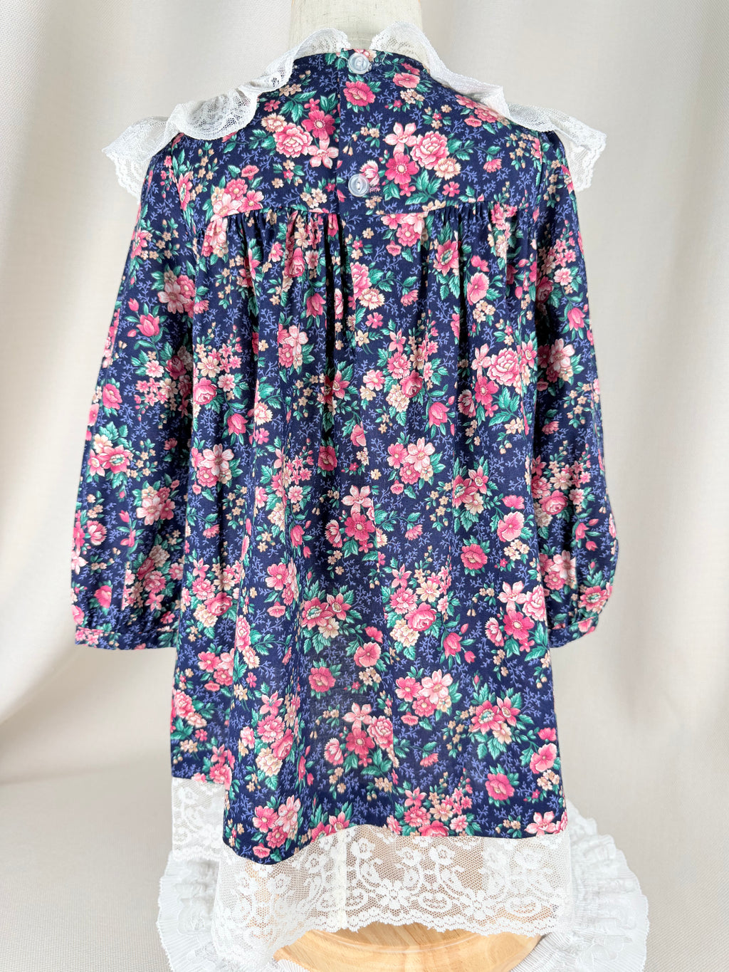 The Evangeline Rose | Vintage Navy Floral Lace Collar Dress | Dollyque