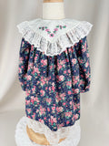 The Evangeline Rose | Vintage Navy Floral Lace Collar Dress | Dollyque