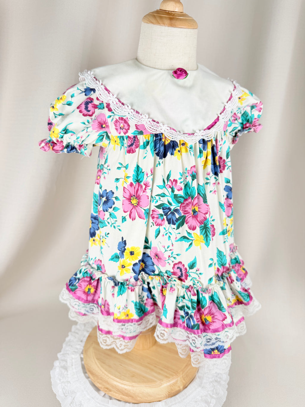 The Marigold Rose | Vintage Floral Lace Ruffle Dress | Dollyque