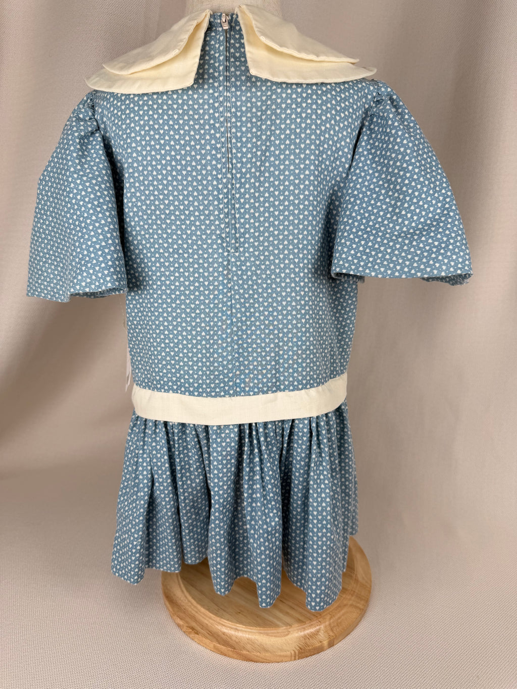 The Sweetheart Blue | Vintage Blue Heart Print Drop Waist Dress | Dollyque