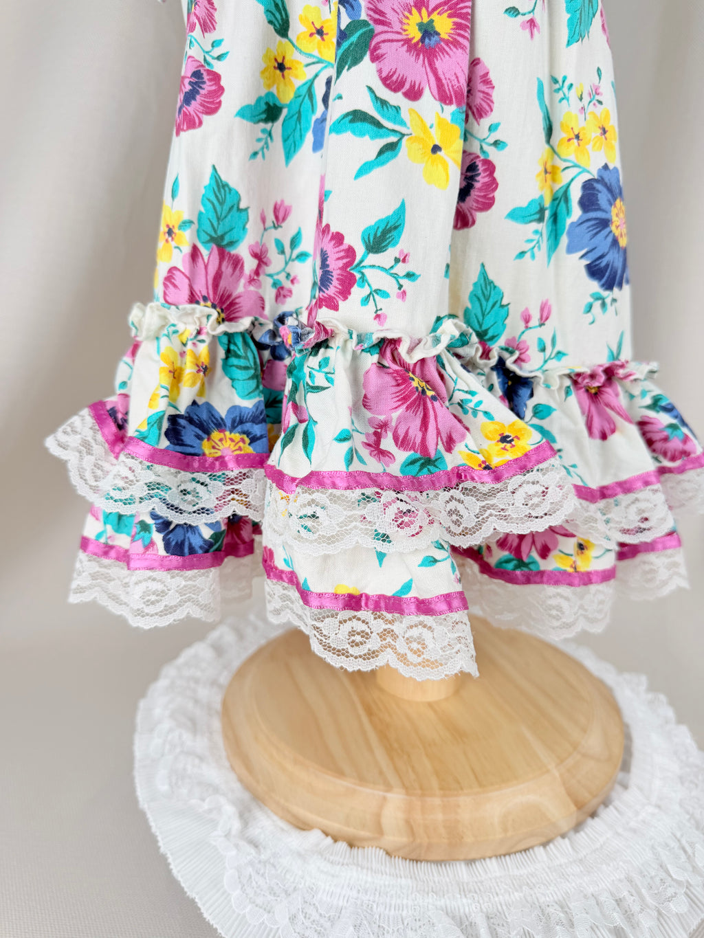 The Marigold Rose | Vintage Floral Lace Ruffle Dress | Dollyque