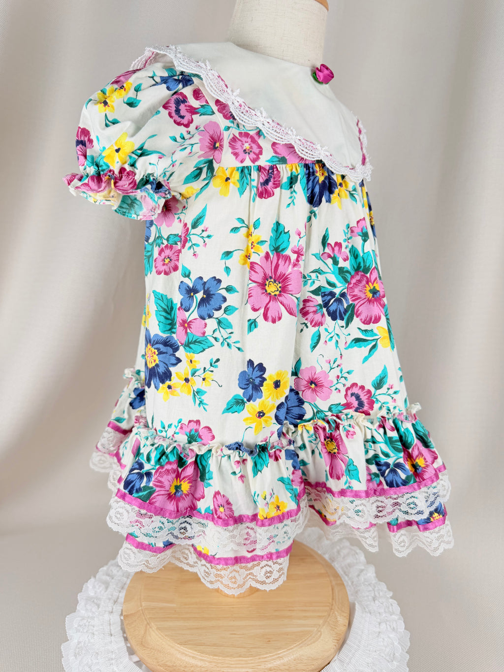 The Marigold Rose | Vintage Floral Lace Ruffle Dress | Dollyque