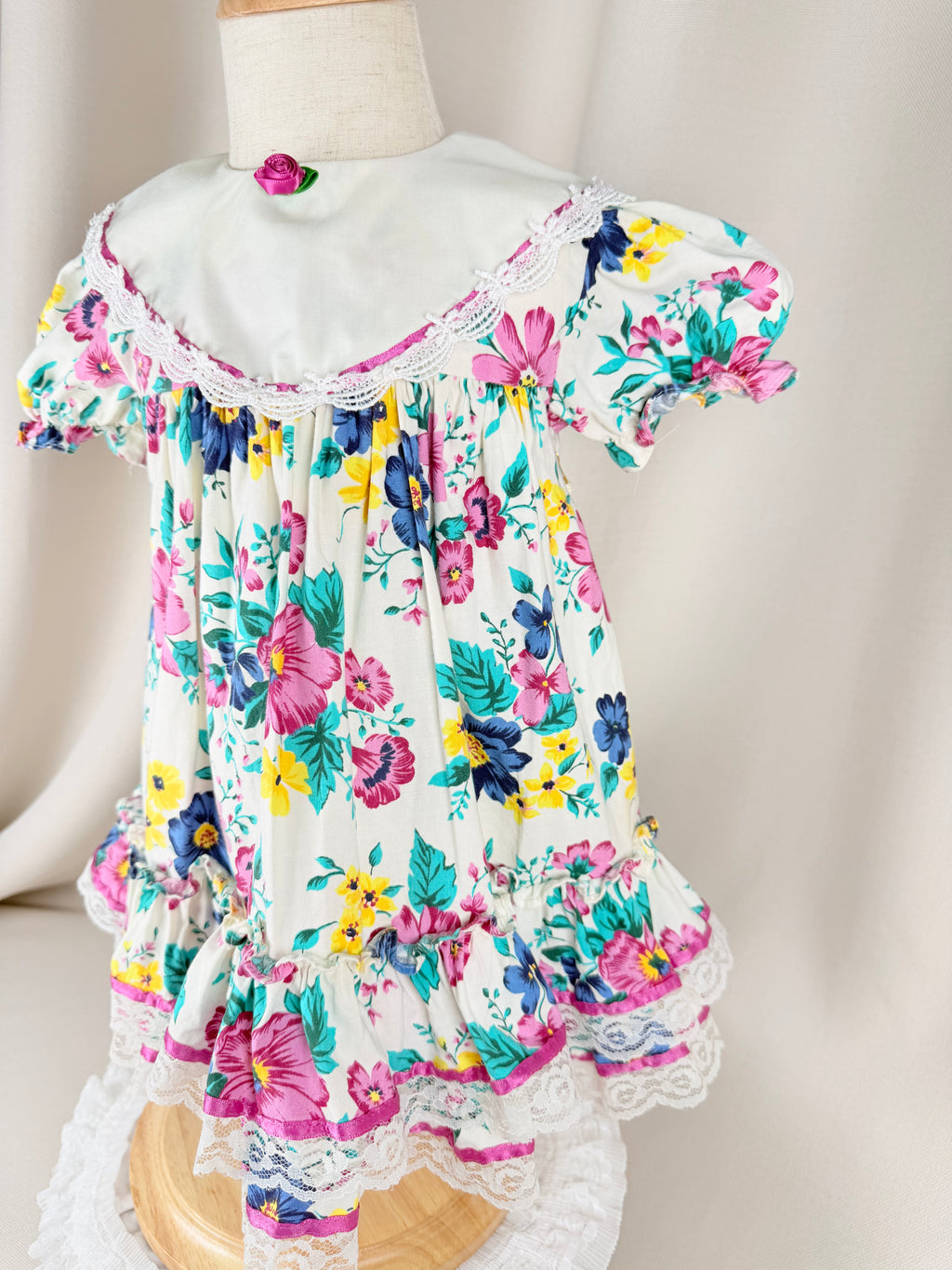 The Marigold Rose | Vintage Floral Lace Ruffle Dress | Dollyque