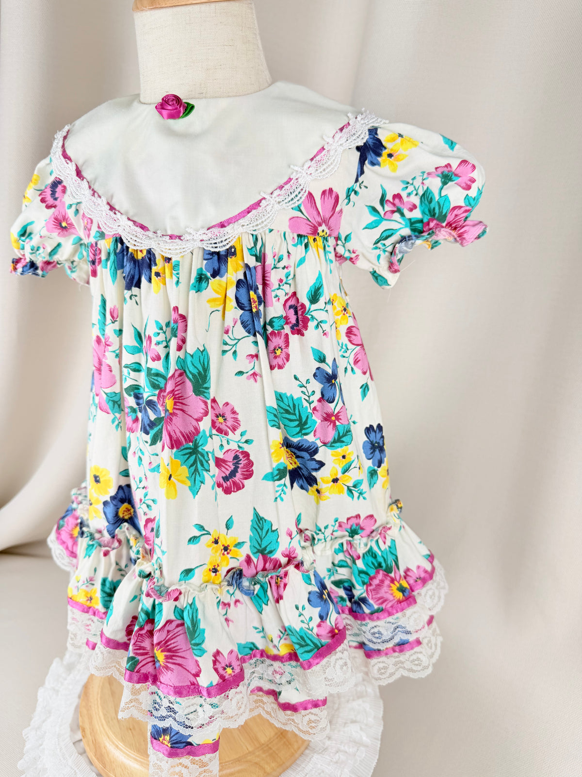The Marigold Rose | Vintage Floral Lace Ruffle Dress | Dollyque