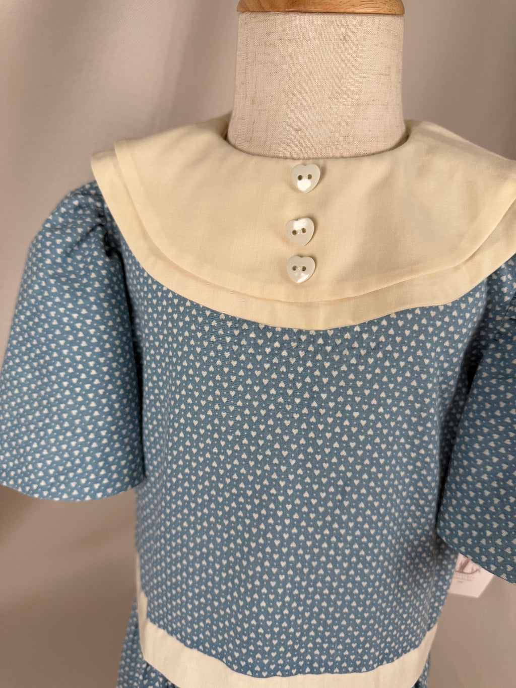 The Sweetheart Blue | Vintage Blue Heart Print Drop Waist Dress | Dollyque