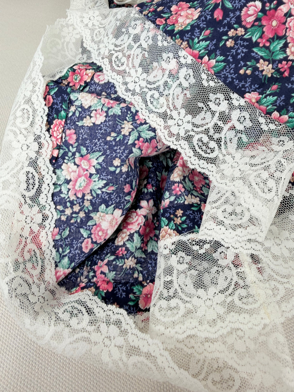 The Evangeline Rose | Vintage Navy Floral Lace Collar Dress | Dollyque
