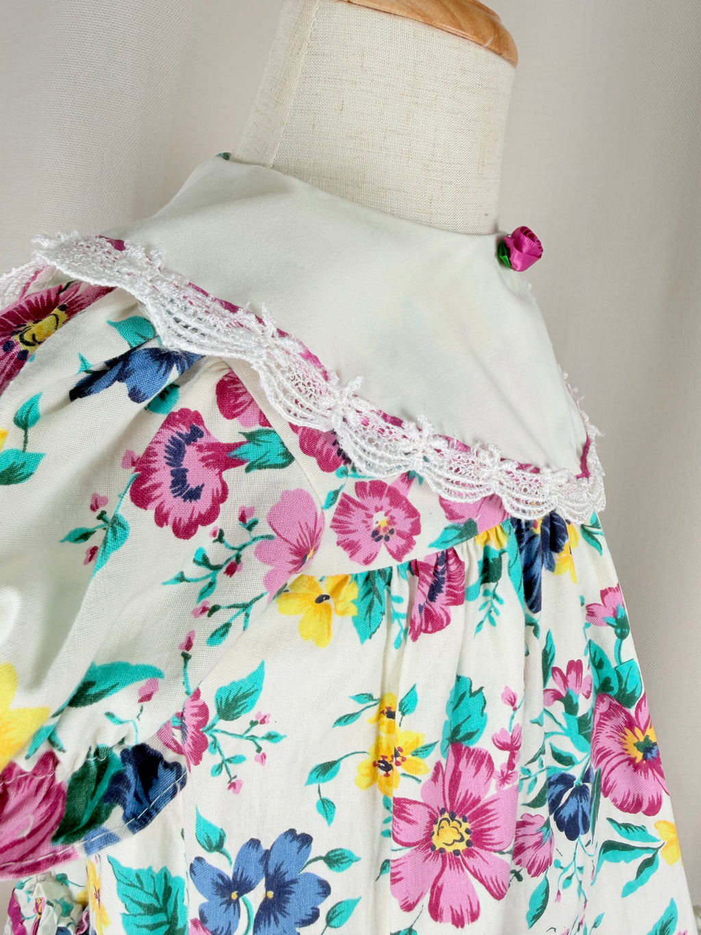 The Marigold Rose | Vintage Floral Lace Ruffle Dress | Dollyque