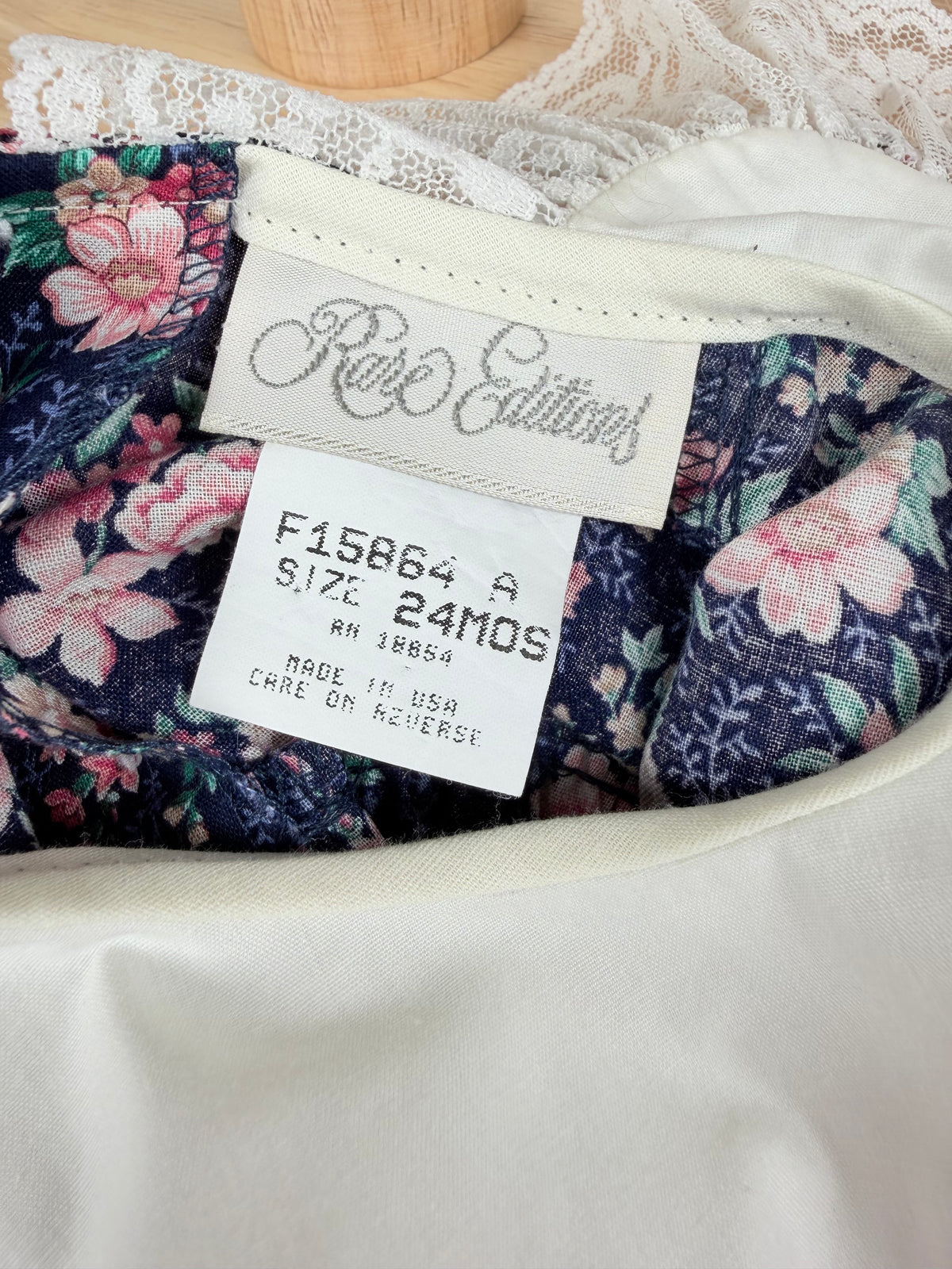 The Evangeline Rose | Vintage Navy Floral Lace Collar Dress | Dollyque