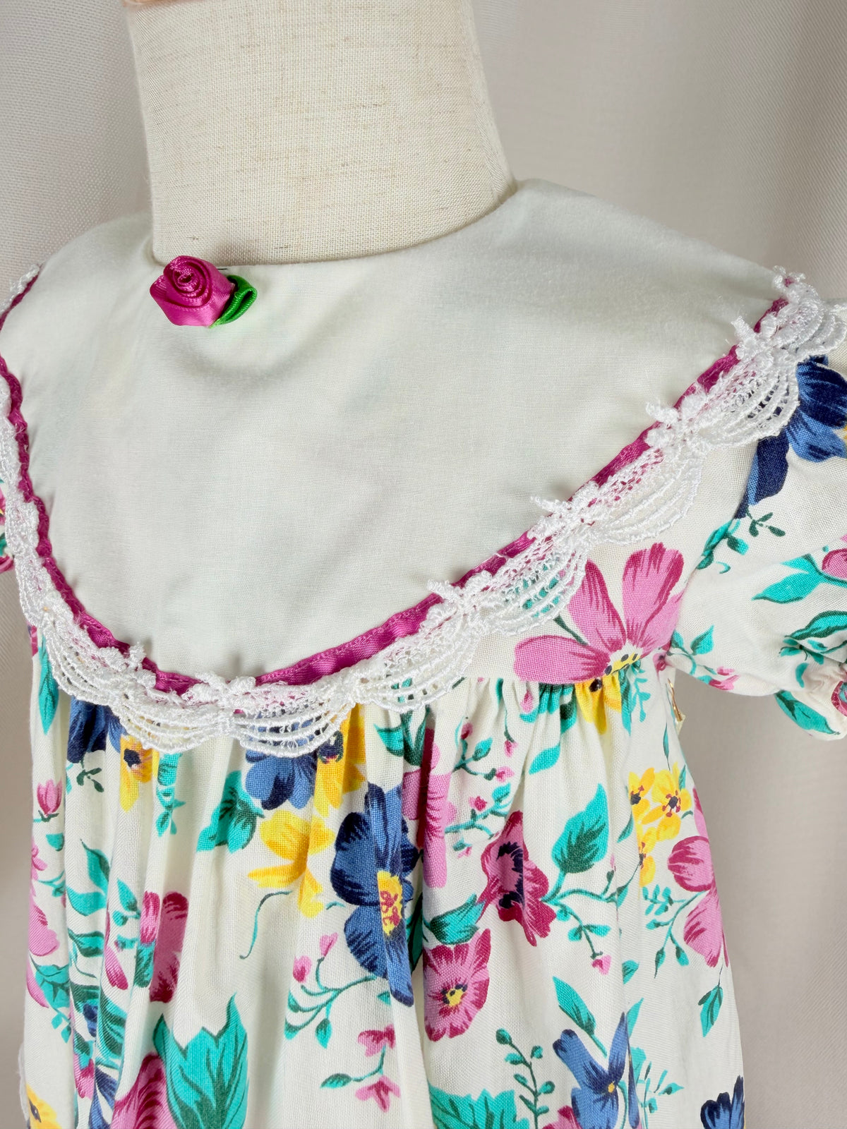 The Marigold Rose | Vintage Floral Lace Ruffle Dress | Dollyque