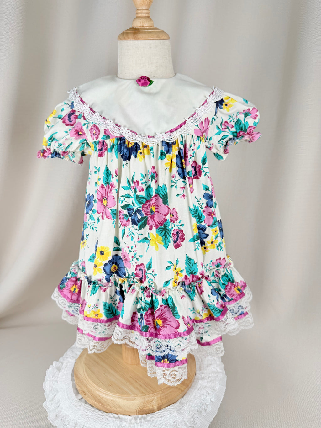 The Marigold Rose | Vintage Floral Lace Ruffle Dress | Dollyque