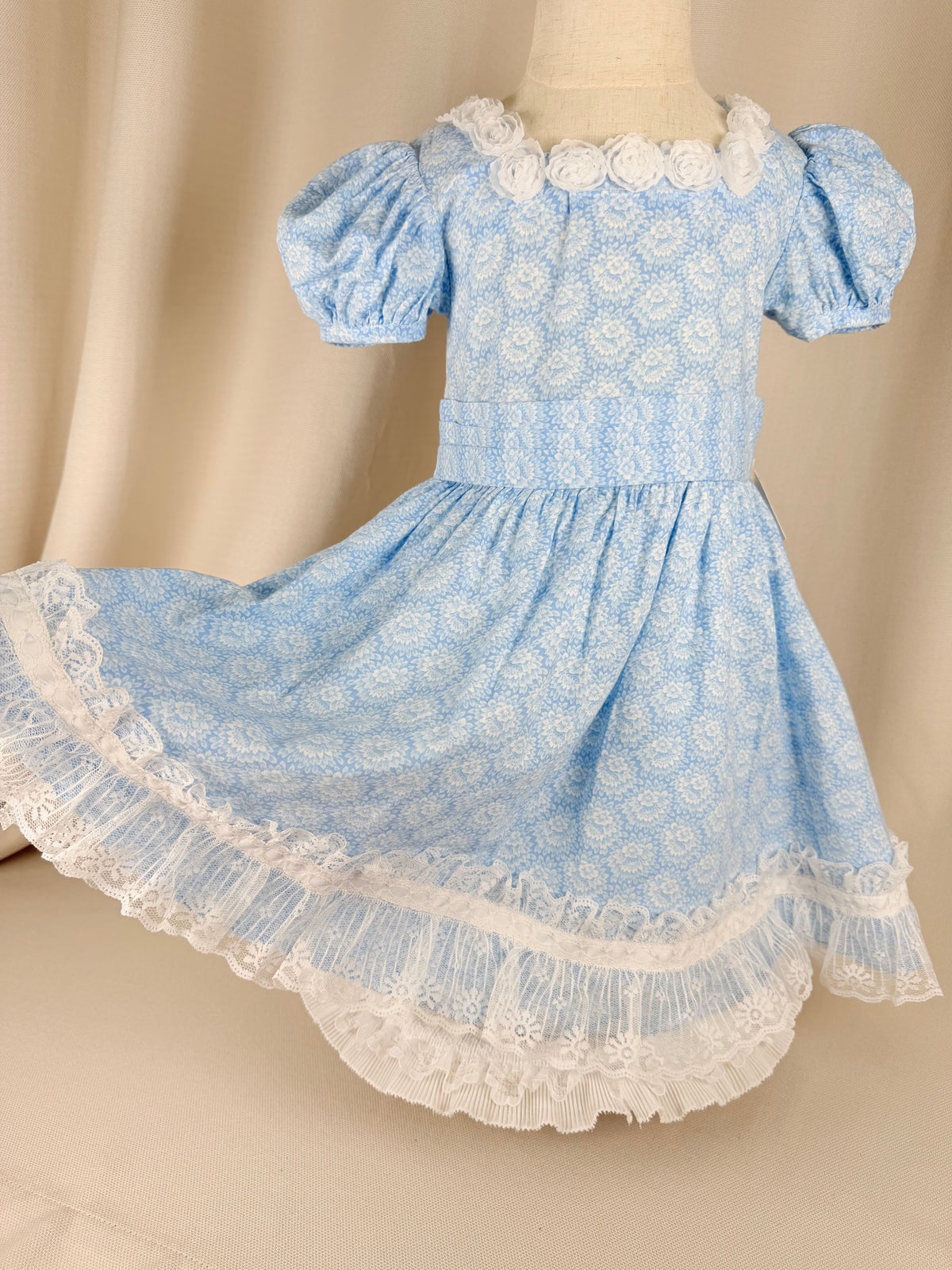 The Bluebell Rose | Vintage Blue Floral Lace Dress | Dollyque