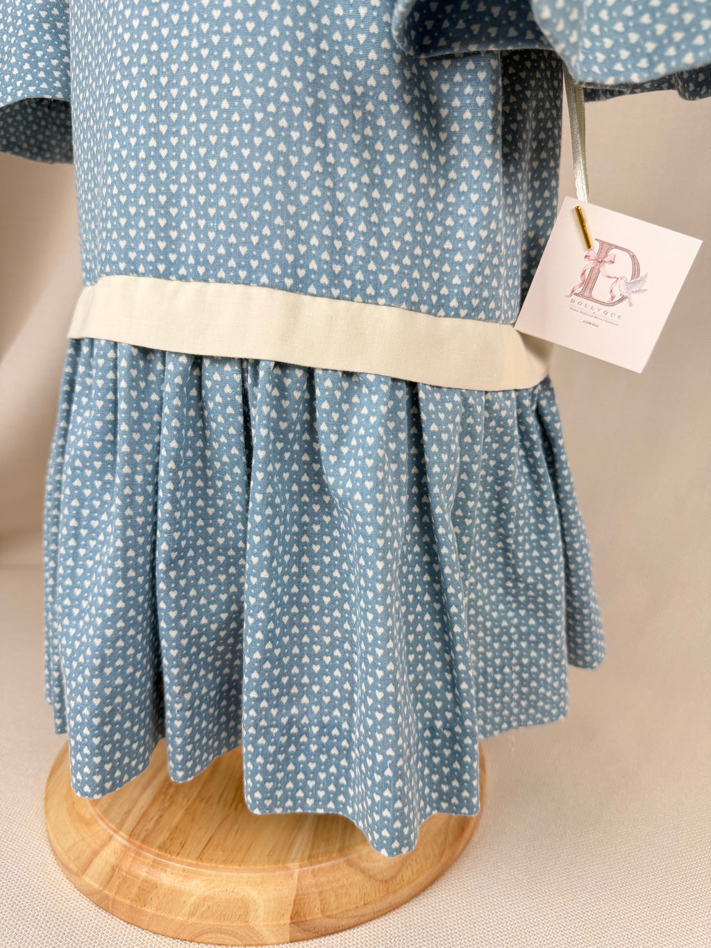 The Sweetheart Blue | Vintage Blue Heart Print Drop Waist Dress | Dollyque