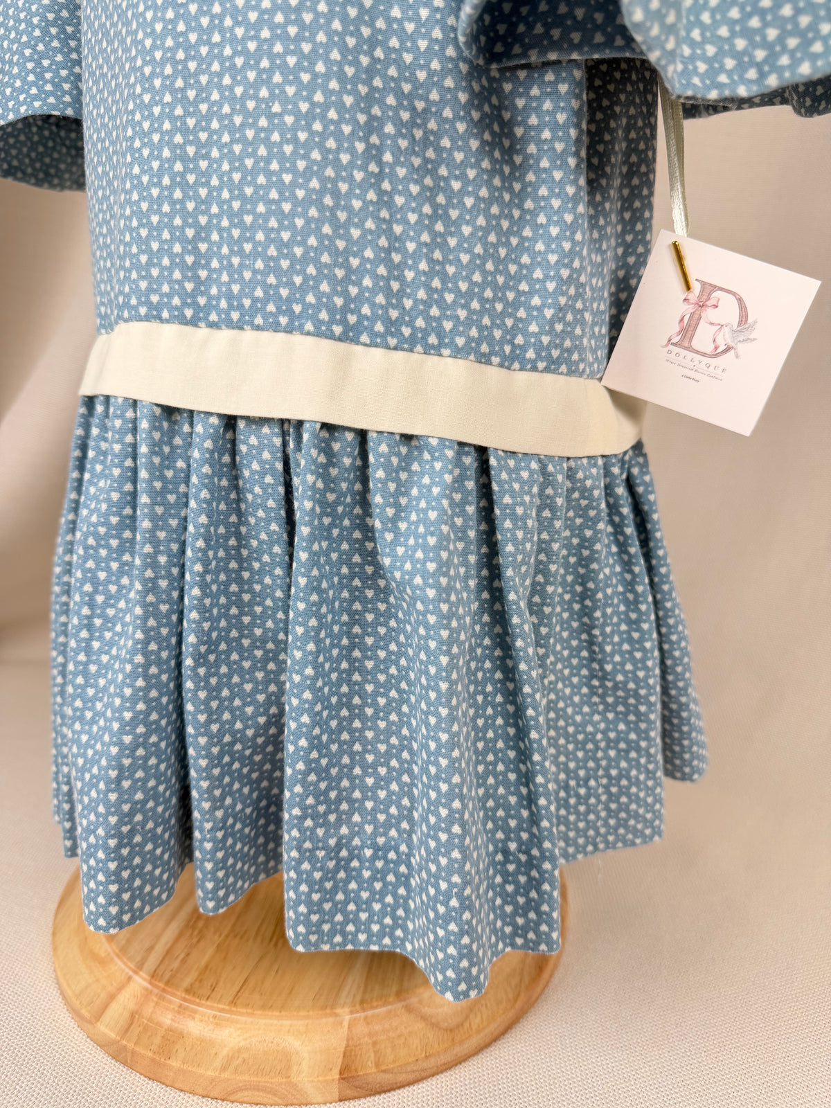 The Sweetheart Blue | Vintage Blue Heart Print Drop Waist Dress | Dollyque