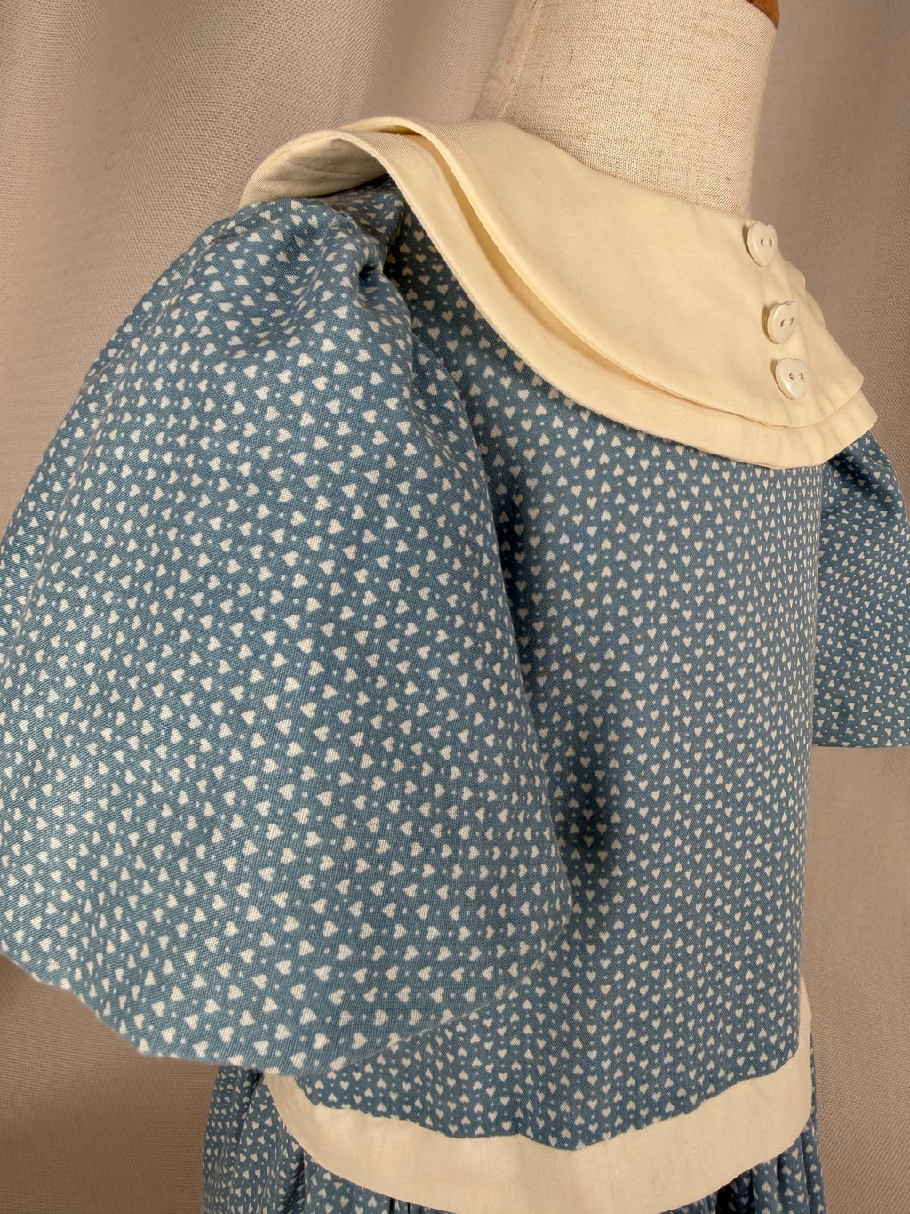 The Sweetheart Blue | Vintage Blue Heart Print Drop Waist Dress | Dollyque